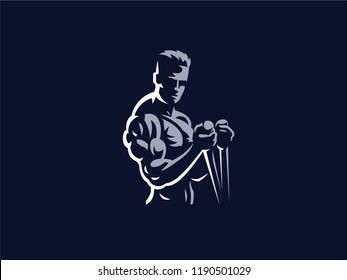 Sport. Sporty and athletic man. Muscular body. Vector illustration.