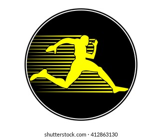 sport sprinter yellow run silhouette