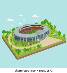 Sport Stadium 3D View Vector Image Design For Illustration, Postcards, Label, Posters And Other Design, Decoration Needs And Sport Events. 