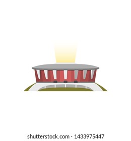 Sport stadium front view vector in cartoon style. City arena exterior illustration.