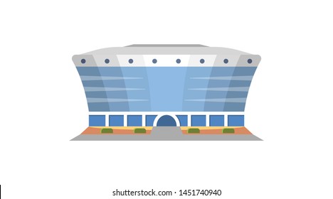 Sport stadium front view vector in cartoon style. City arena exterior illustration.