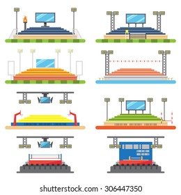 Sport stadium and stage set illustration vector