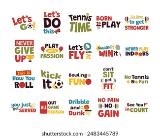 Sport Sticker typography Vector Set