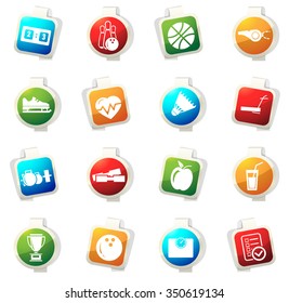 Sport stickers label icon set