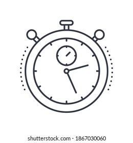 Sport stopwatch concept icon, linear isolated illustration, thin line vector, web design sign, outline concept symbol with editable stroke on white background.