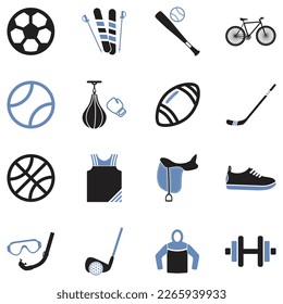 Sport Store Icons. Two Tone Flat Design. Vector Illustration.