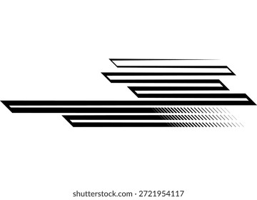 Patrón de Vector a rayas para el cuerpo del coche, publicidad, ropa deportiva, juguete, cubierta, embalaje. Elemento de diseño de línea negra sobre fondo blanco. Fondo de Vector moderno con semitono. Velocidad, carreras