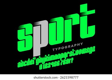 Sport style font, alphabet letters and numbers vector illustration