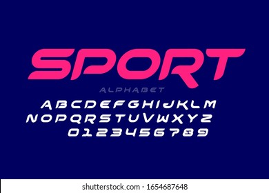 Sport Style Font Design, All Caps Alphabet Letters And Numbers Vector Illustration