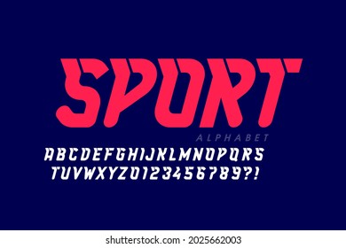 Sport style font design, alphabet letters and numbers vector illustration svg