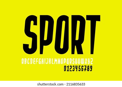 Sport style font design, alphabet letters and numbers vector illustration