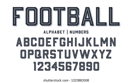 Sport style font. Football style font with lines inside. Athletic style letters and numbers for baseball, basketball and football kit