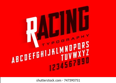 Sport Style Modern Font, Condensed Typeface Vector Illustration