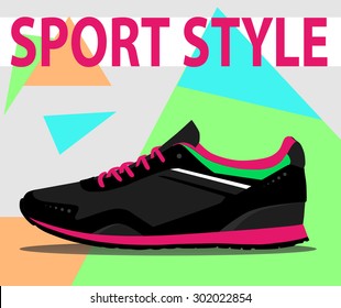 Sport style shoes. Vector illustration