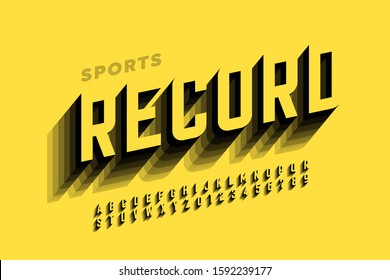 Sport style speed font, alphabet letters and numbers, vector illustration