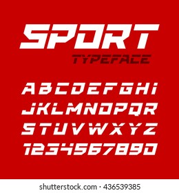 Sport Style Typeface. Ideal For Headlines, Titles Or Posters. Italic Letters And Numbers Vector Illustration.