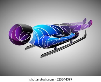 sport stylized skeleton blue, purple, vector