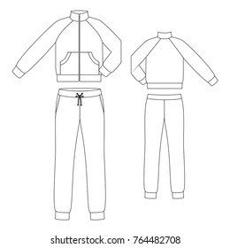 Sport Suit. Fashion Technical Drawing. Vector.