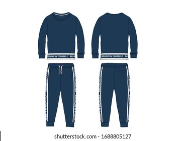 Sport suit set. Top and pants fashion pattern template 