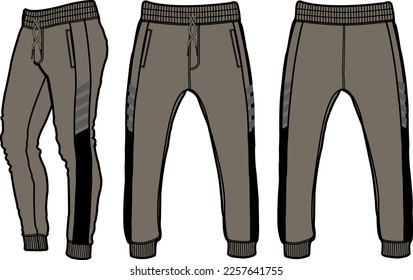 Sport suits design template,outdoor sports waist elastic drawstring