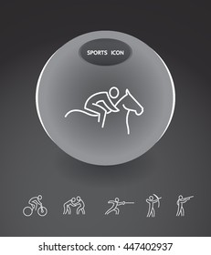 Sport Summer Games Icon logo Set. Infographics Championship concept people. Vector Image. White sign black background
