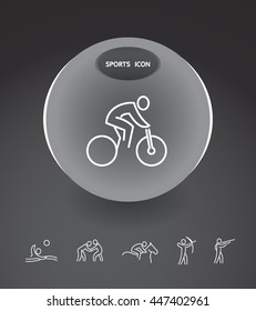 Sport Summer Games Icon logo Set. Infographics Championship concept people. Vector Image. White sign black background