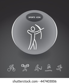 Sport Summer Games Icon logo Set. Infographics Championship concept people. Vector Image. White sign black background