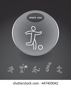 Sport Summer Games Icon logo Set. Infographics Championship concept people. Vector Image. White sign black background