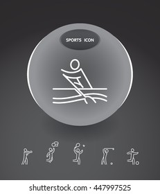 Sport Summer Games Icon logo Set. Infographics Championship concept people. Vector Image. White sign black background