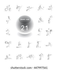 Sport Summer Games Icon logo Set. Infographics Championship concept people. Vector Image. Black sign white background