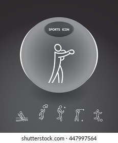 Sport Summer Games Icon logo Set. Infographics Championship concept people. Vector Image. White sign black background