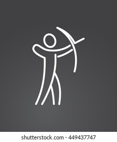 Sport Summer Games Icon logo Set. Infographics Championship concept people. Vector Image. White sign black background