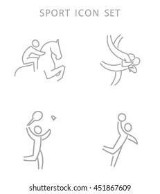 Sport Summer Games Icon logo Set. Infographics Championship concept people. Vector Image. Black sign white background