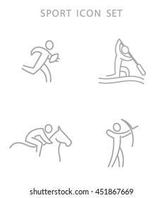 Sport Summer Games Icon logo Set. Infographics Championship concept people. Vector Image. Black sign white background