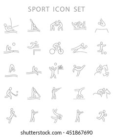 Sport Summer Games Icon logo Set. Infographics Championship concept people. Vector Image. Black sign white background