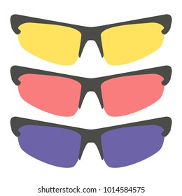 Sport sun glasses for skiing, snowboarding, cycling. vector illustration