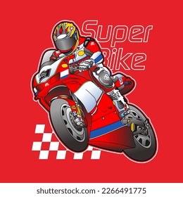 Motocicleta deportiva, Campeonato de Ciclismo en Moto, ilustración vectorial