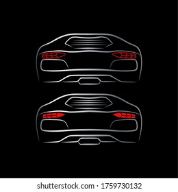 Arte de la línea de visión trasera del supercoche deportivo