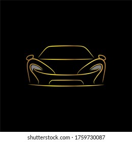Sport supercar front view line art