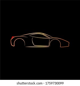 Sport supercar side view line art