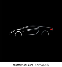 Sport supercar side view line art