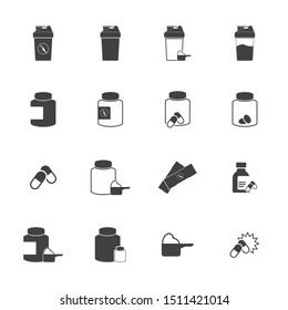 Sport Supplements Icon Set, Vector Illustration