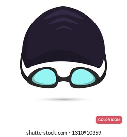 Sport swimmer had and glasses color flat icon for web and mobile design