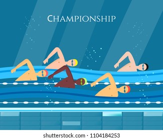 Sport swimming banner, professional water sports 