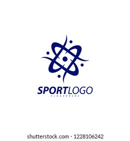 Sport symbol design, Fitness people icon vector logo, speed fitness, running, swimming, jumping logotype, hexagon people