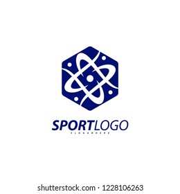 Sport symbol design, Fitness people icon vector logo, speed fitness, running, swimming, jumping logotype, hexagon people