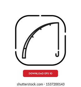 Sport symbol, fishing rod outline vector icon