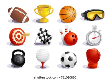 Sport symbols and icons vector set, sport concept objects