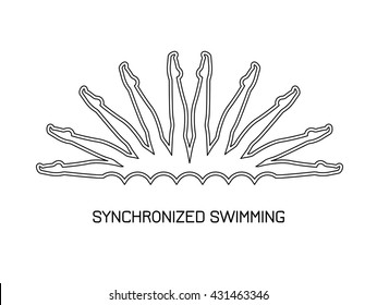 Sport. Synchronized swimming. Pair performance synchronized swimmers. Line style
