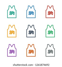 sport t shirt number icon white background. Editable outline sport t shirt number icon from sport. Trendy sport t shirt number icon for web and mobile.